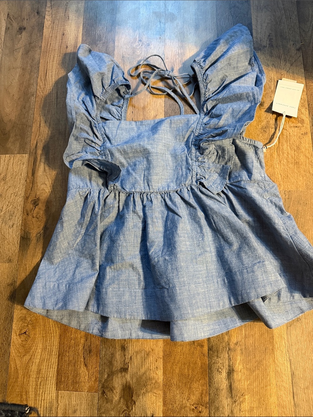 Free assembly Light Blue Ruffle Sleeve Women’s Top